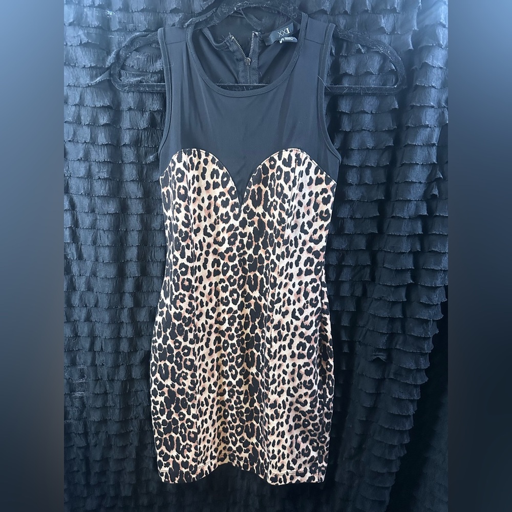 Party dress cheetah leopard print mesh